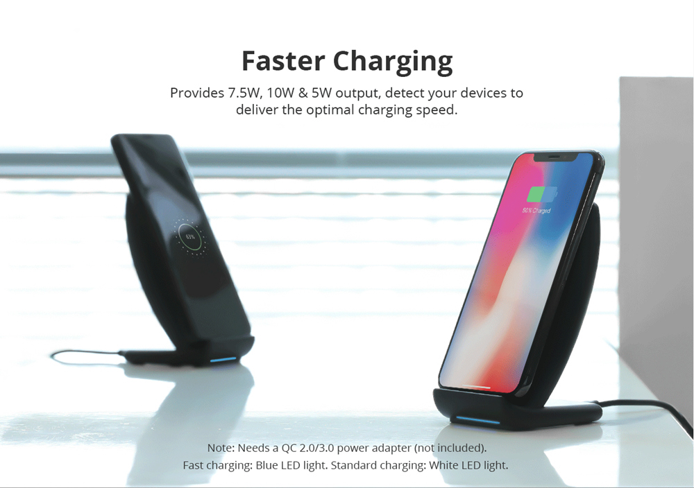Tronsmart WC05 10W/7.5W/5W Dual Coil Fast Wireless Charger for iPhoneX / 8 / 8 Plus Samsung Galaxy Series