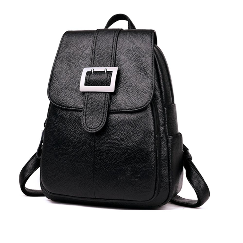 K205 Women's Fashion Backpack Tote Purse Satchel Bag PU Leather Handbags - Black