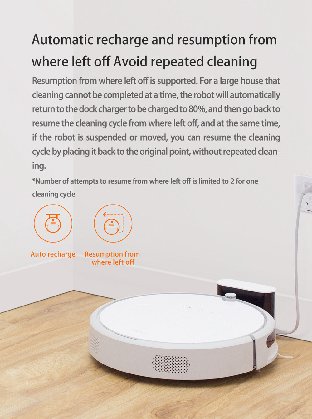 [HK Stock][International Version]Xiaomi Roborock Xiaowa E20 Vacuum Cleaner 2600mA Battery 1800Pa Suction 640ml Large Dust Box Autonomous Planning Edition Works With Amazon Alexa - White