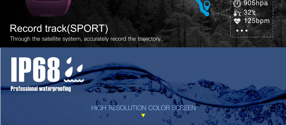 [Italy Stock]Makibes G03 Plus Smart Bracelet Built-in GPS Color Screen Dynamic Heart Rate Monitor IP68 Water Resistant Bluetooth Compatible With IOS Android - Black