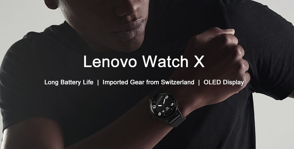 Lenovo Watch X Quartz Smartwatch 8ATM Water Resistant Milanese Strap Bluetooth 5.0 Sapphire Glass Heart Rate Monitor - Black