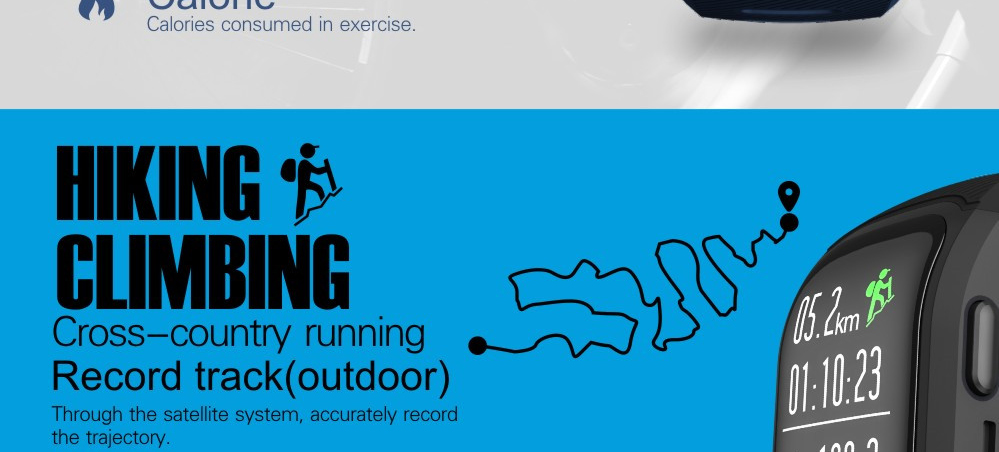 [Italy Stock]Makibes G03 Plus Smart Bracelet Built-in GPS Color Screen Dynamic Heart Rate Monitor IP68 Water Resistant Bluetooth Compatible With IOS Android - Black