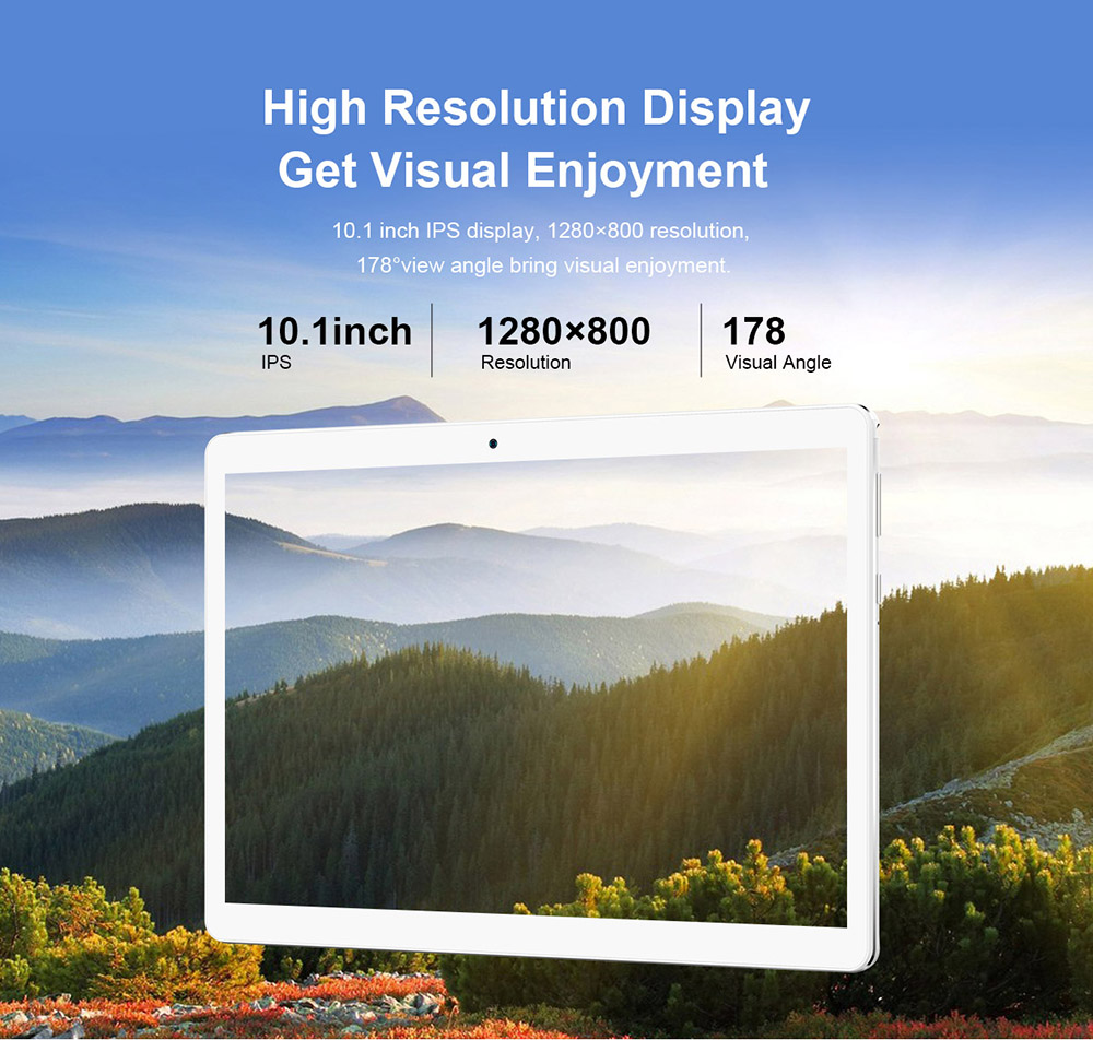 Teclast A10H Tablet PC MT8163 Quad Core 10.1" IPS 1280*800 2GB RAM 16GB ROM Built-in GPS Android 7.0 - White+Silver