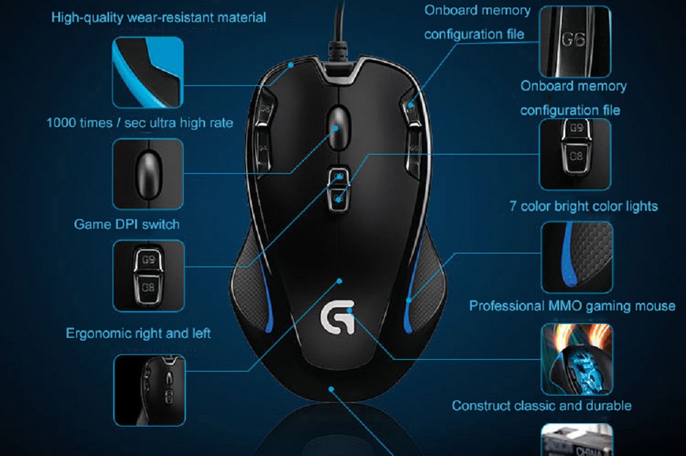 Logitech G300s Wired Gaming Mouse Black