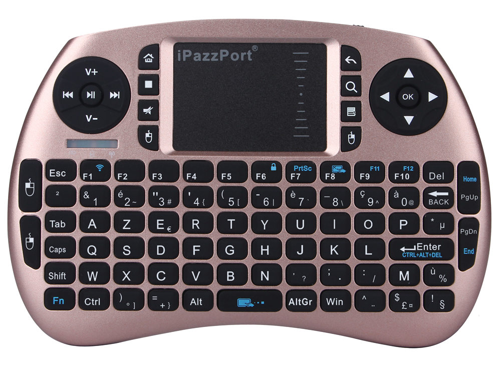 iPazzPort KP-810-21SD French Mini Wireless Keyboard with Touchpad Mouse-Rose Gold