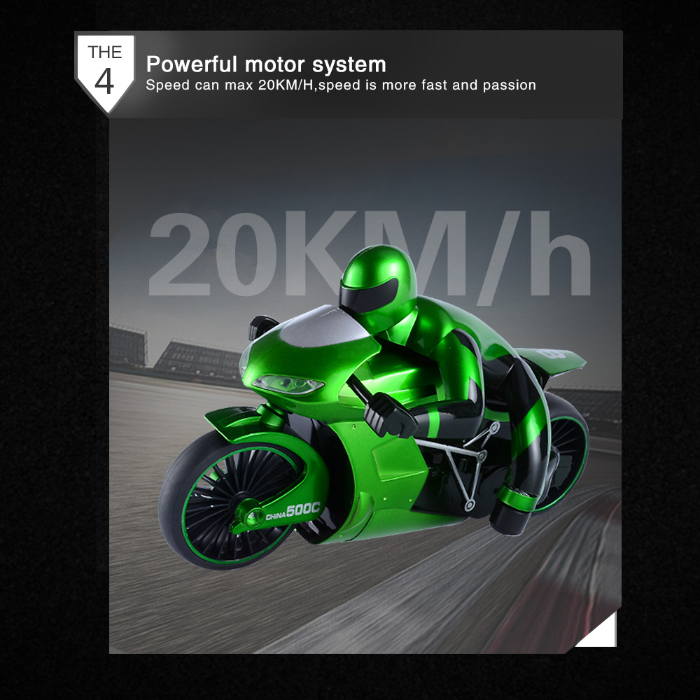 CSRC-22 2.4G 1:16 Drift RC Motorcycle with LED Light RTR - Green