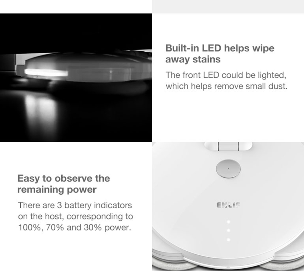 ENLif Cordless Smart Floor Cleaning Robot Wet and Dry Sweeping Robot- White