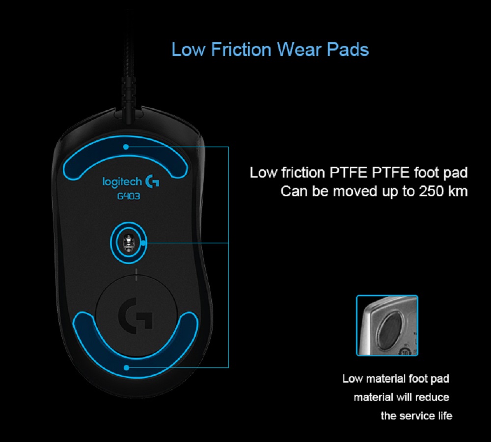 Logitech G403 Wired Gaming Mouse 6 Programmable Keys 12000 DPI - Black