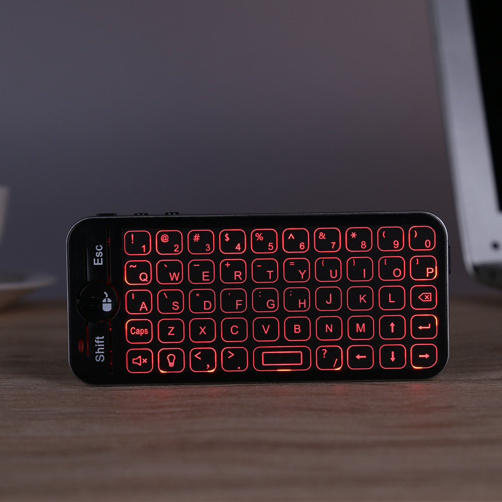 Ipazzport KP-810-16T-RGB 2.4G Mini Wireless Keyboard with Touchpad Support Windows/Mac OS/Android/iOS - Black