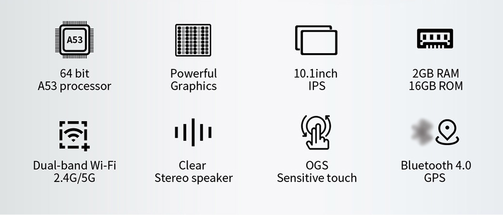 Teclast A10H Tablet PC MT8163 Quad Core 10.1" IPS 1280*800 2GB RAM 16GB ROM Built-in GPS Android 7.0 - White+Silver