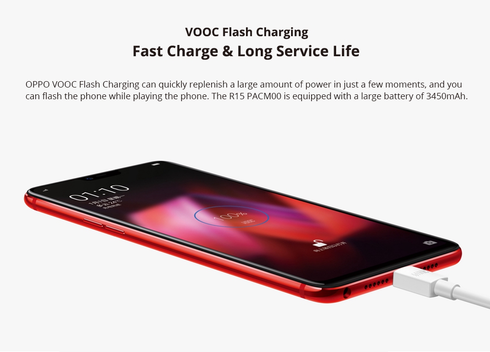 OPPO R15 PACM00 6.28 Inch 4G LTE Smartphone FHD+ MTK Helio P60 6GB 128GB 16.0MP+5.0MP Dual Rear Cameras Android 8.1 - White