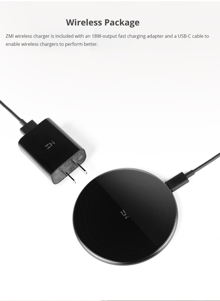 Xiaomi Mijia ZMI Wireless Charger Multi-protocol Fast Charge Smart Identification Aluminum Alloy Shell - Black