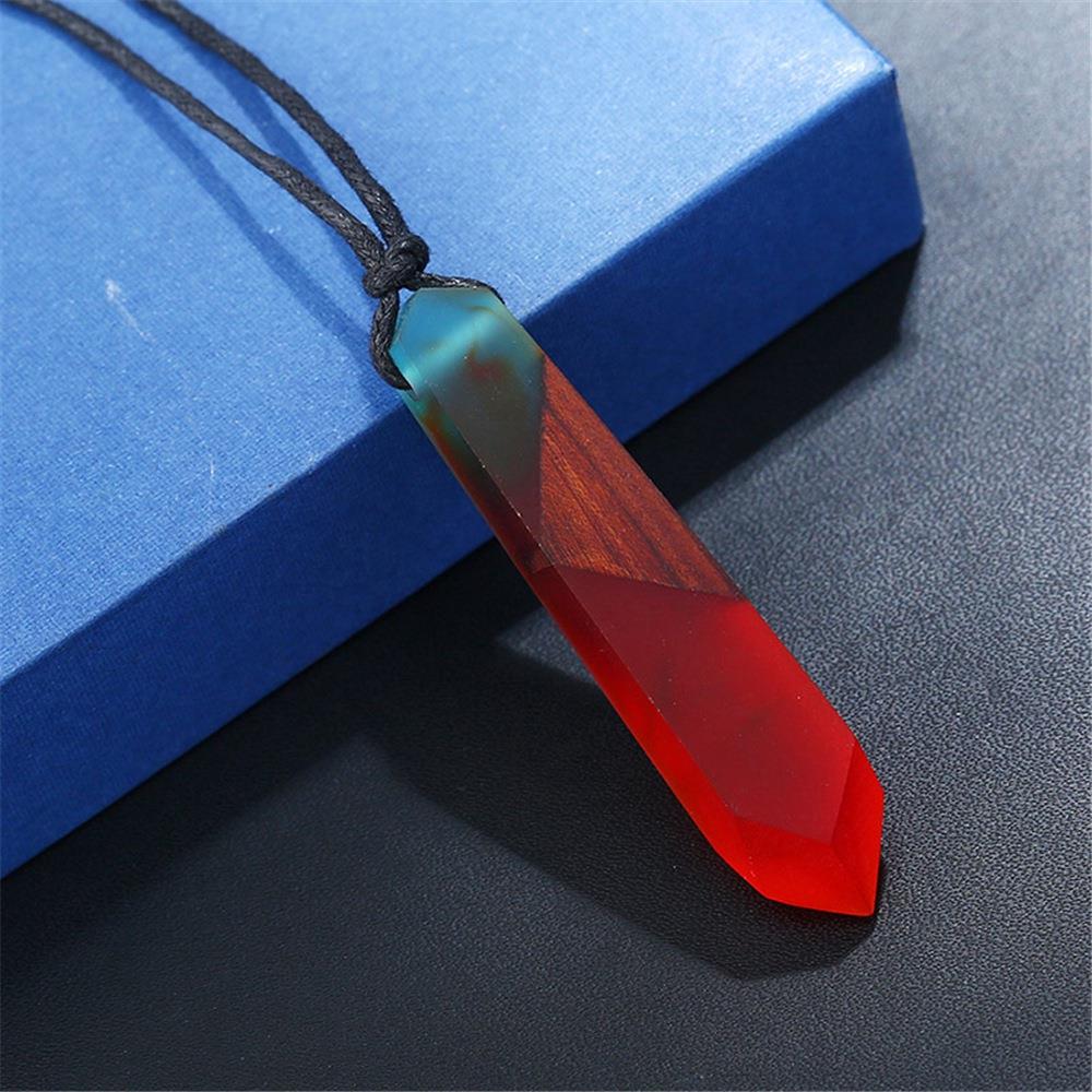 Vintage Ethnic Royal Style Resin Pendant Necklace Jewelry Necklace-Red