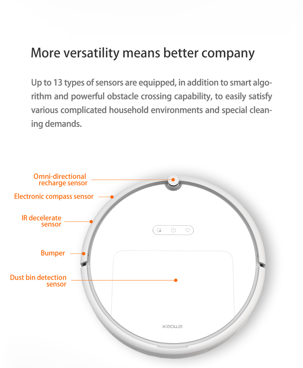 [HK Stock][International Version]Xiaomi Roborock Xiaowa E20 Vacuum Cleaner 2600mA Battery 1800Pa Suction 640ml Large Dust Box Autonomous Planning Edition Works With Amazon Alexa - White