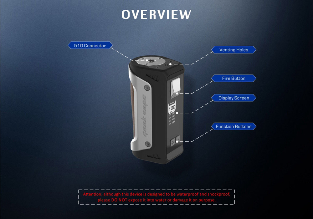 GeekVape Electronic Smoke Cigarette Aegis 100W Mod Kit with Shield Tank - Stealth Black