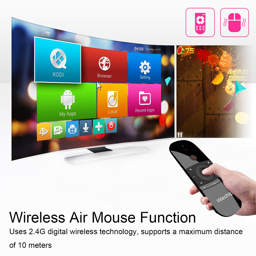 Wechip W1 2.4G Air Mouse&Wireless Keyboard English Support Mac OS/Windows/Android/Linux - Black