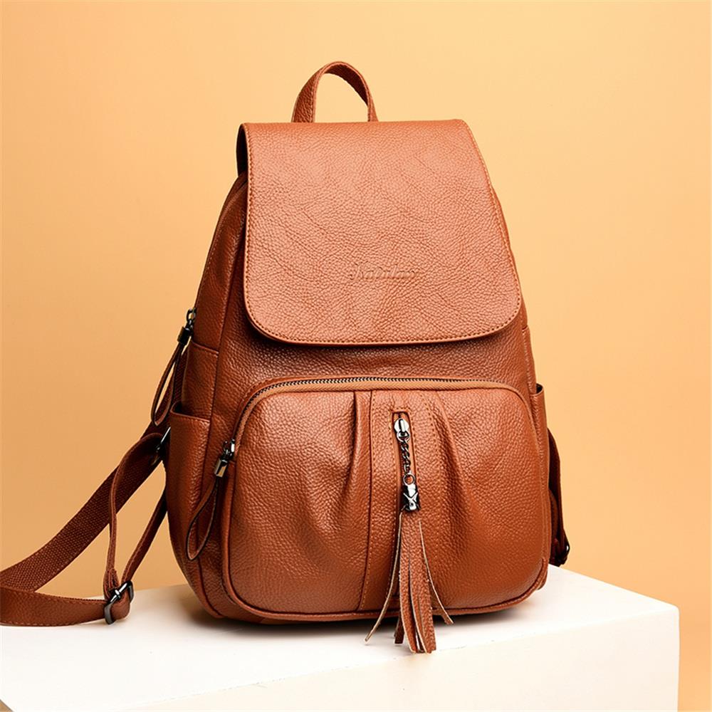 Women's PU Leather Backpack Brown