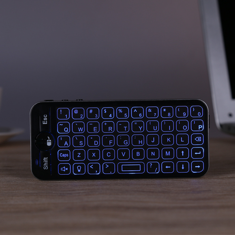 Ipazzport KP-810-16T-RGB 2.4G Mini Wireless Keyboard with Touchpad Support Windows/Mac OS/Android/iOS - Black