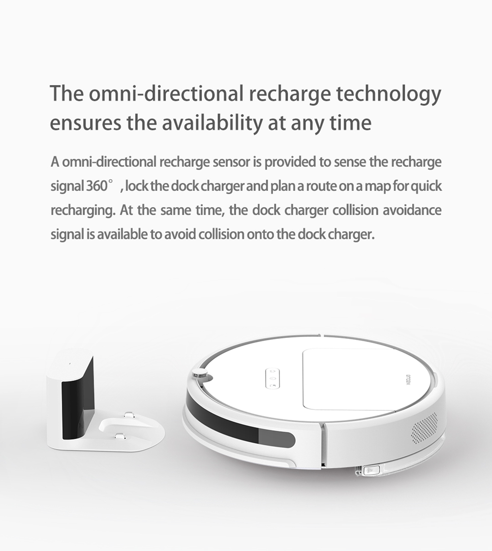 [HK Stock][International Version]Xiaomi Roborock Xiaowa E20 Vacuum Cleaner 2600mA Battery 1800Pa Suction 640ml Large Dust Box Autonomous Planning Edition Works With Amazon Alexa - White