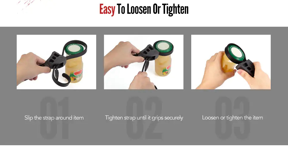 Adjustable Multi-function Rubber Strap Wrench Tools - Black