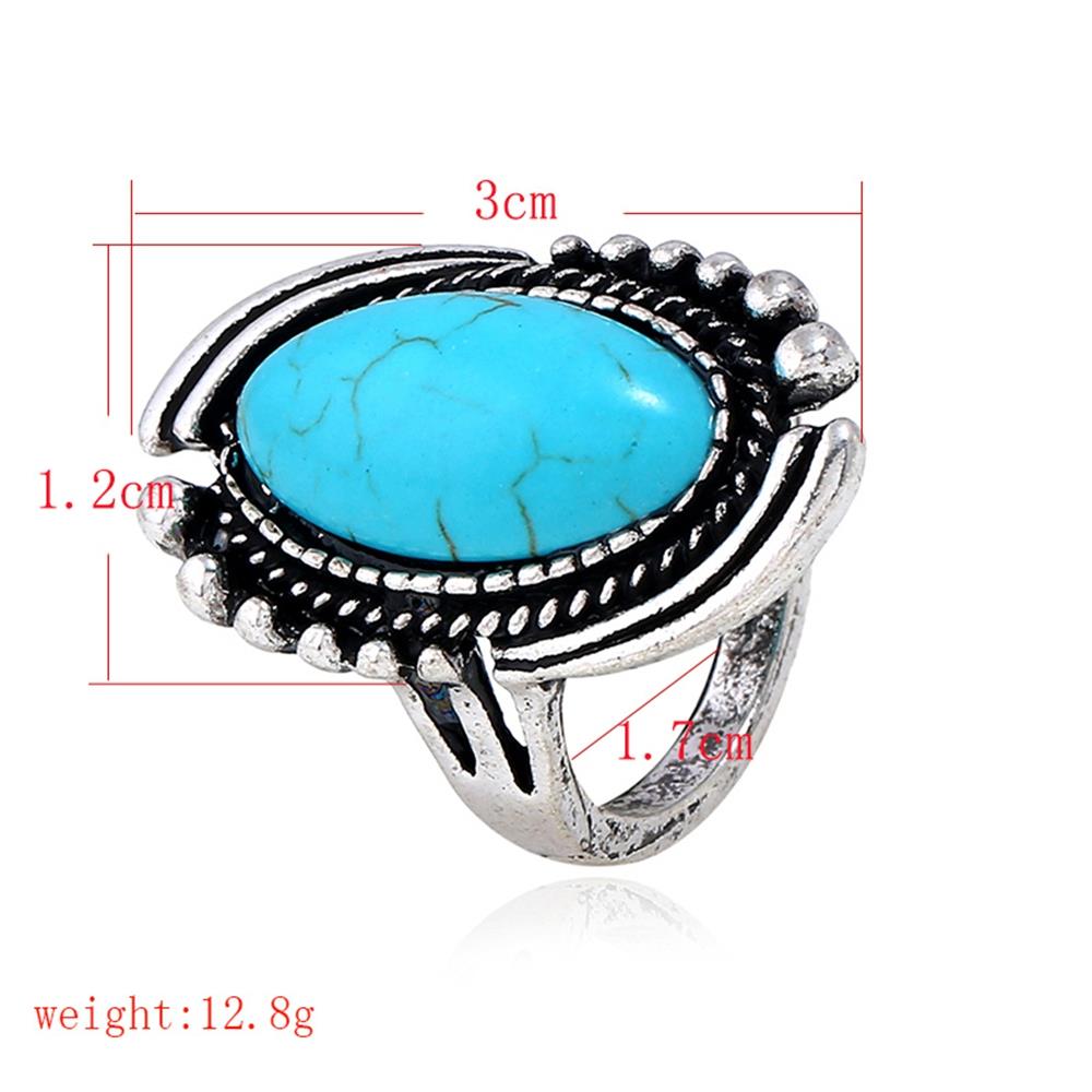 Woman Vintage Blue Turquoise Gemstone Ring Jewelry Ring Size 8-Blue