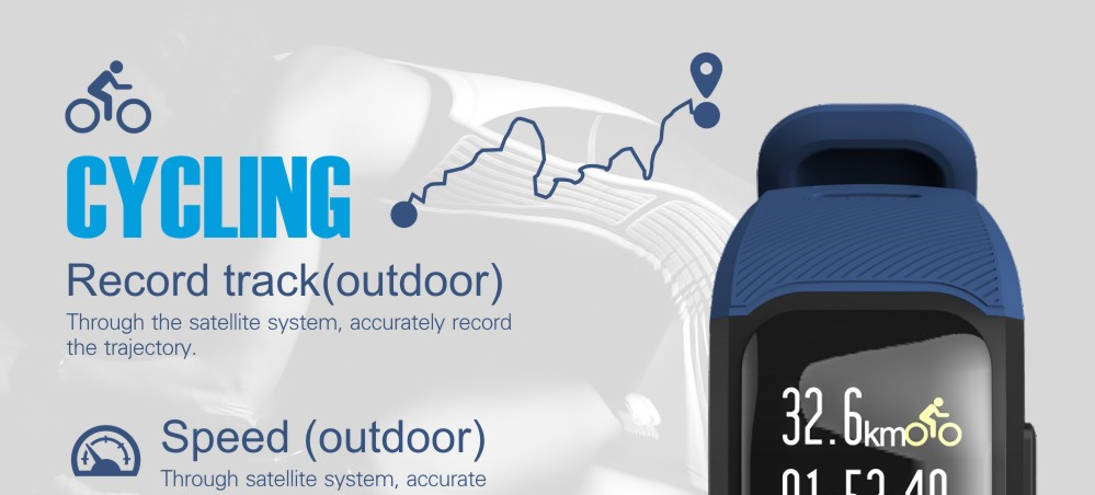 [Spain Stock]Makibes G03 Plus Smart Bracelet Built-in GPS Color Screen Dynamic Heart Rate Monitor IP68 Water Resistant Bluetooth Compatible With IOS Android - Black