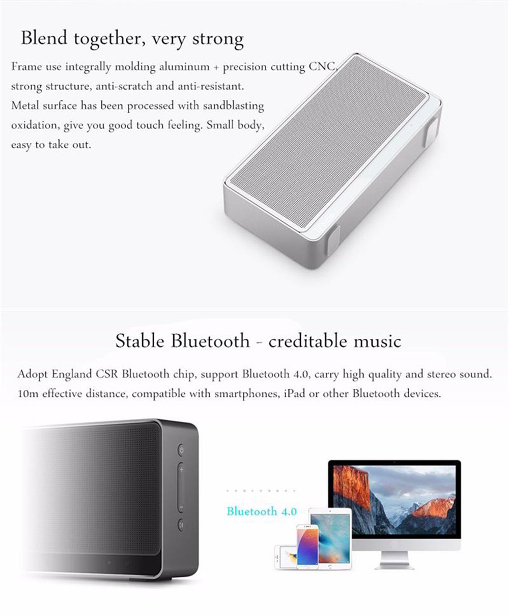 [HK Stock] Original Meizu Lifeme BTS30 Portable Wireless Bluetooth 4.0 Speaker HiFi Sound Box with Hands-free MIC - Black