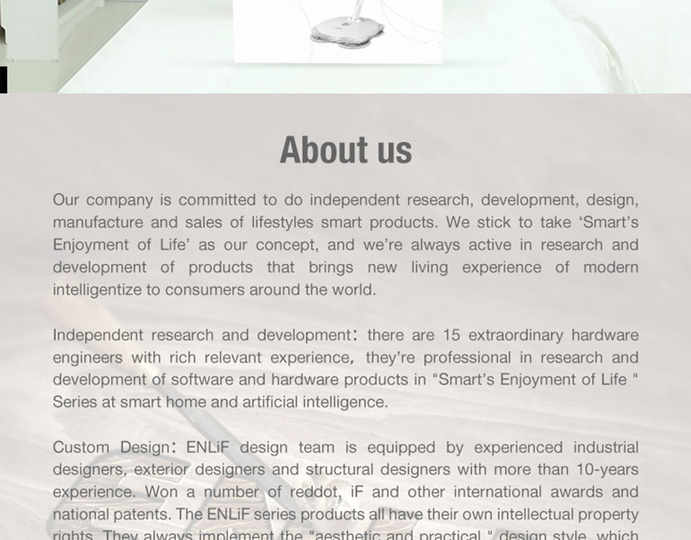 ENLif Cordless Smart Floor Cleaning Robot Wet and Dry Sweeping Robot- White