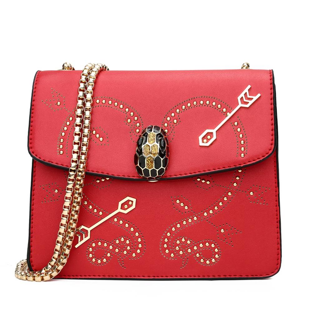Fashion Tote Satchel Bag PU Leather Bag Messenger Women's Crossbody Bag- Red