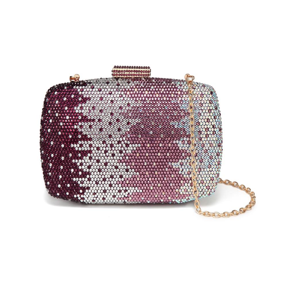 CAIYUE Women Handbag Wedding Party Evening Envelope Clutch Bag Wallet Purse Messenger Phone Bag - Purple