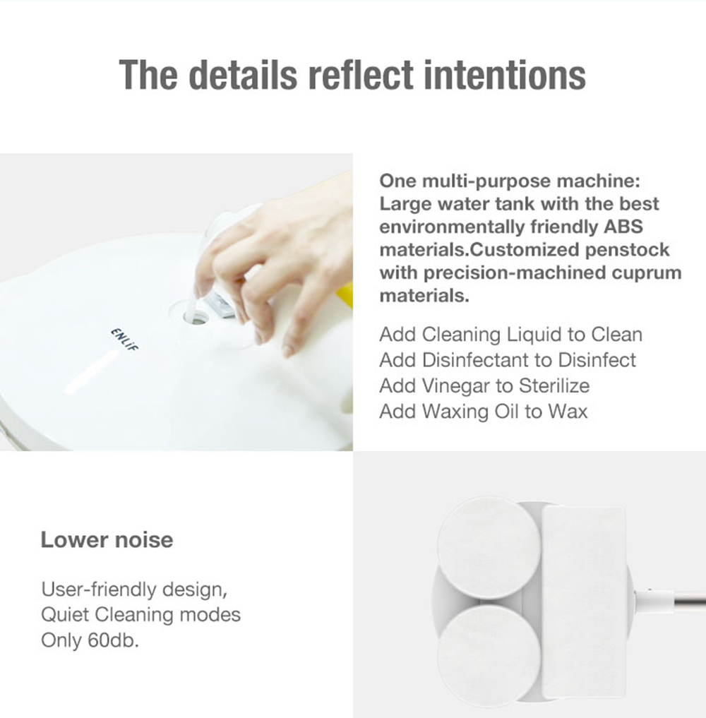 ENLif Cordless Smart Floor Cleaning Robot Wet and Dry Sweeping Robot- White