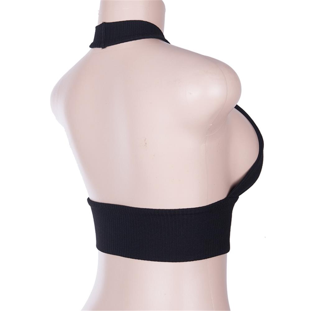 Women Sexy Cotton Fashion And Comfortable Slim Halter Neck Chest Wrap Vest Top Size S - Black