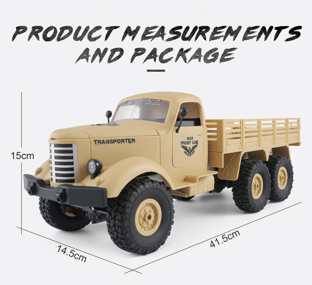 JJRC Q61 Transporter RC Car 2.4G 1:16 4WD Brushed Off-road Military Truck RTR - Army Green
