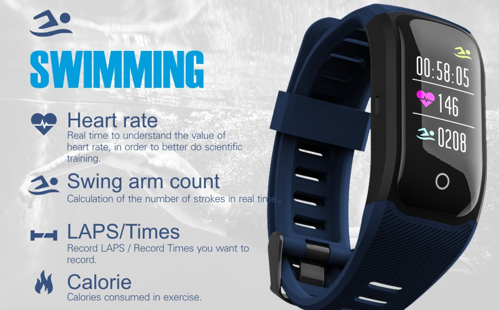 Makibes G03 Plus Smart Bracelet Built-in GPS Color Screen Dynamic Heart Rate Monitor IP68 Water Resistant Bluetooth Compatible With IOS Android - Blue