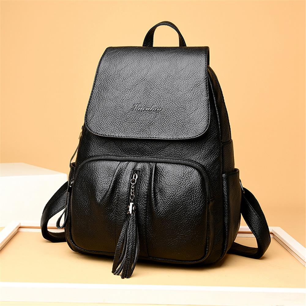 Women's PU Leather Backpack Black