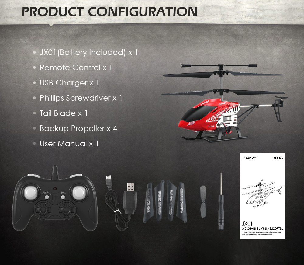 JJRC JX01 DAWN RC Helicopter 2.4G 6-Axis Gyro with Altitude Hold Mode - Red