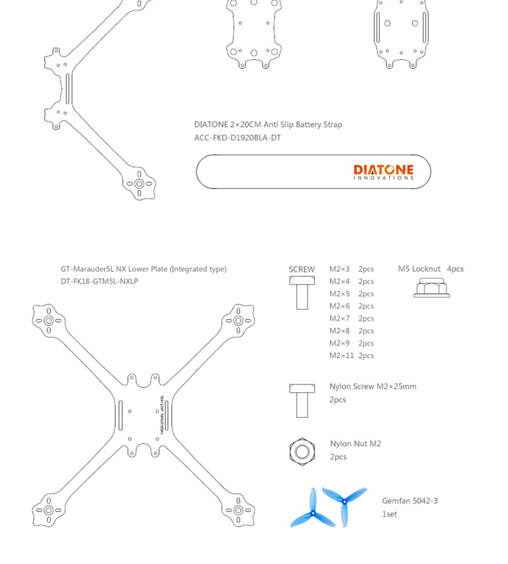 Diatone GT-M515 Normal X Brushless FPV Racing Drone F4M 8K FC OSD 5V BEC 25A 4S ESC with RunCam Camera PNP - Split