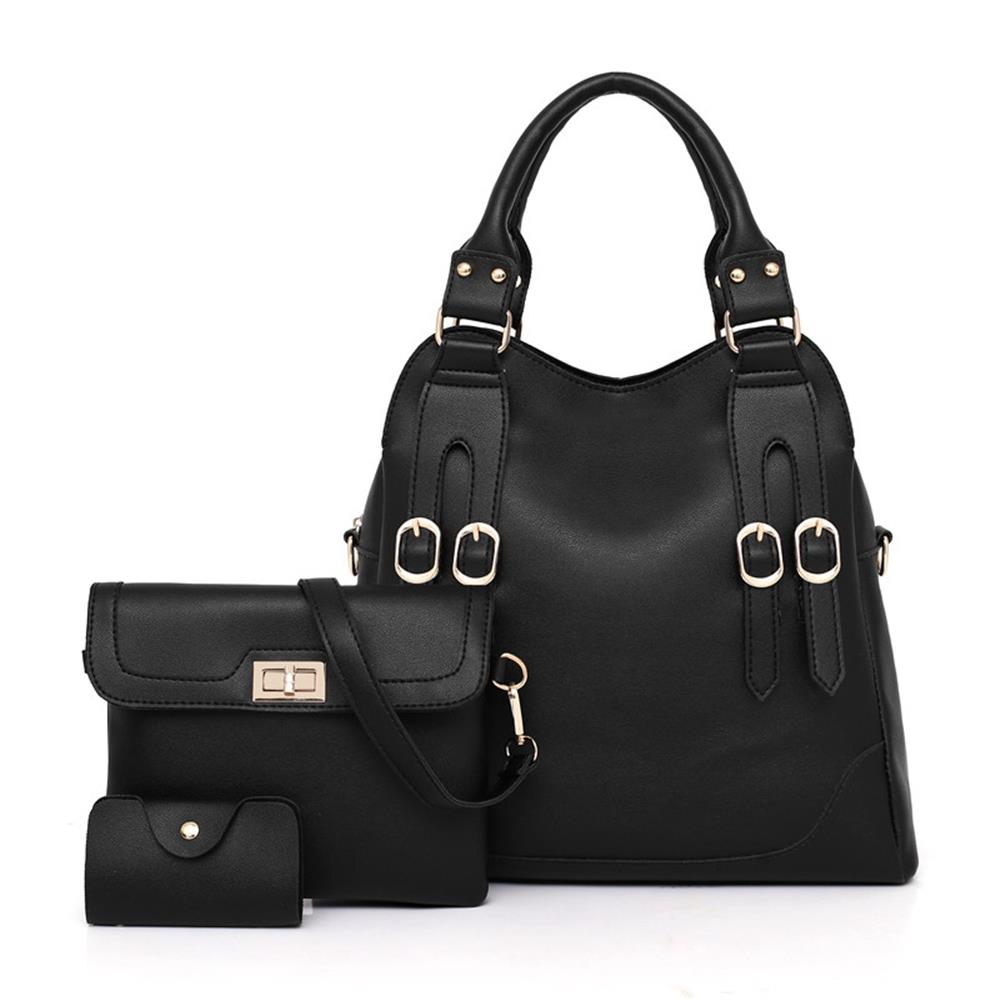 Fashion Tote Purse Bag PU Leather Women Handbags Black