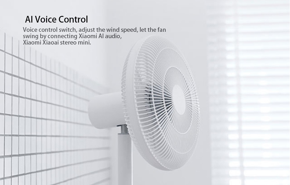 Xiaomi Mijia DC Frequency Conversion Floor Fan AI Voice Control 120 Degree Oscillating Fan APP100 Speed Settings - White