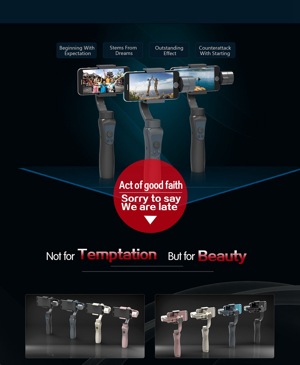 S5 3-Axis Brushless Handheld Gimbal Stabilizer for Smartphone - Black