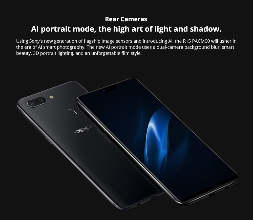 OPPO R15 PACM00 6.28 Inch 4G LTE Smartphone FHD+ MTK Helio P60 6GB 128GB 16.0MP+5.0MP Dual Rear Cameras Android 8.1 - White