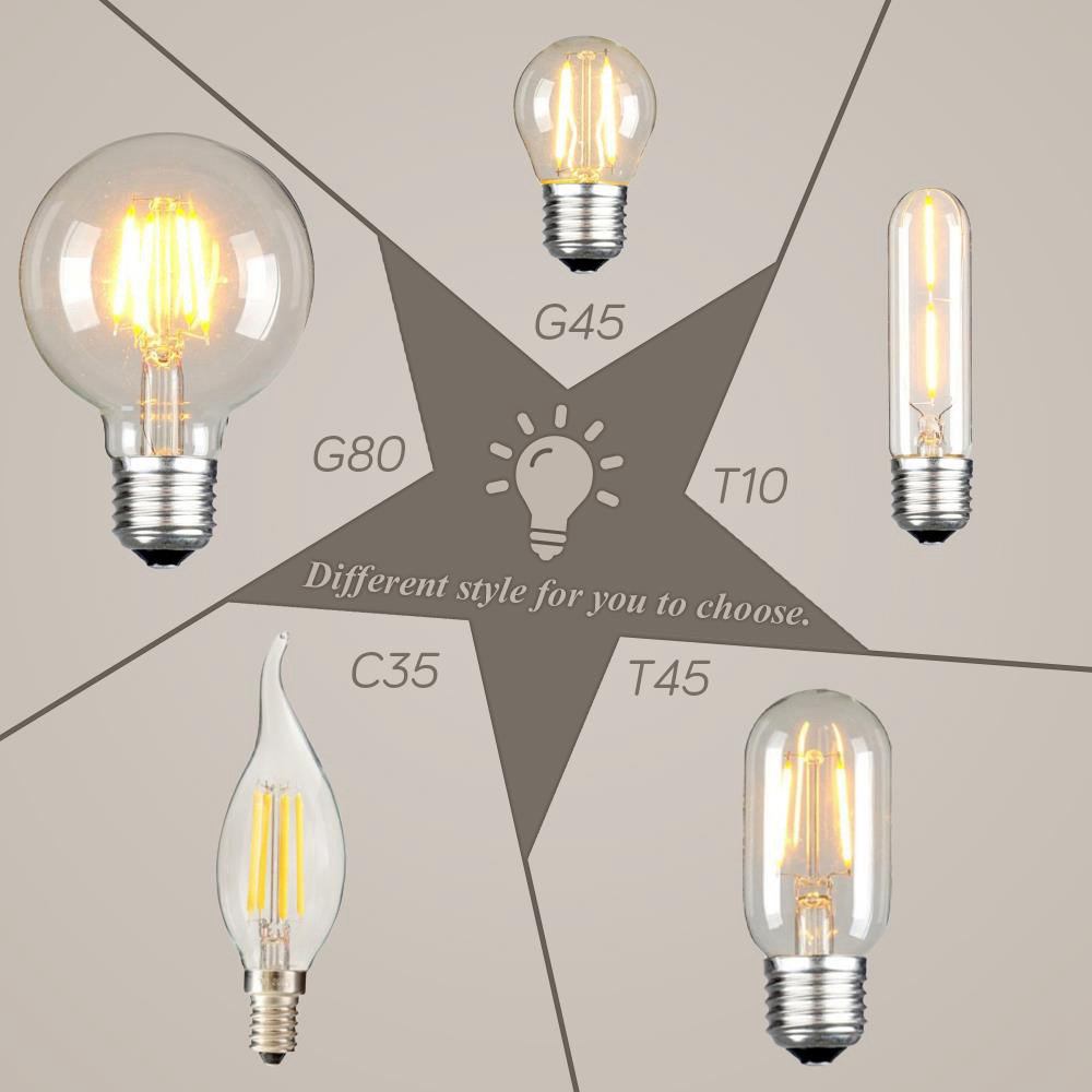 T10 2W E27 LED Light Bulb 2300K Warm Light Coffee Bar Restaurant Decoration Retro Design