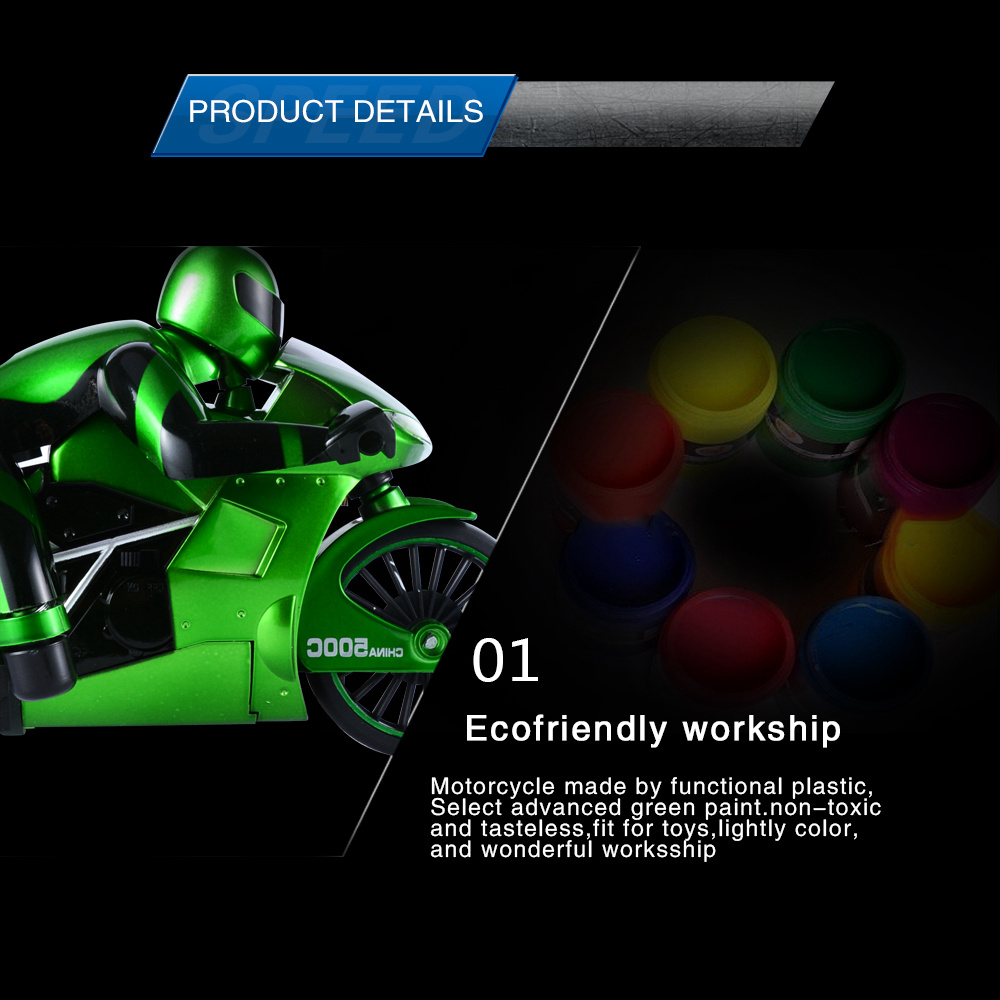 CSRC-22 2.4G 1:16 Drift RC Motorcycle with LED Light RTR - Green