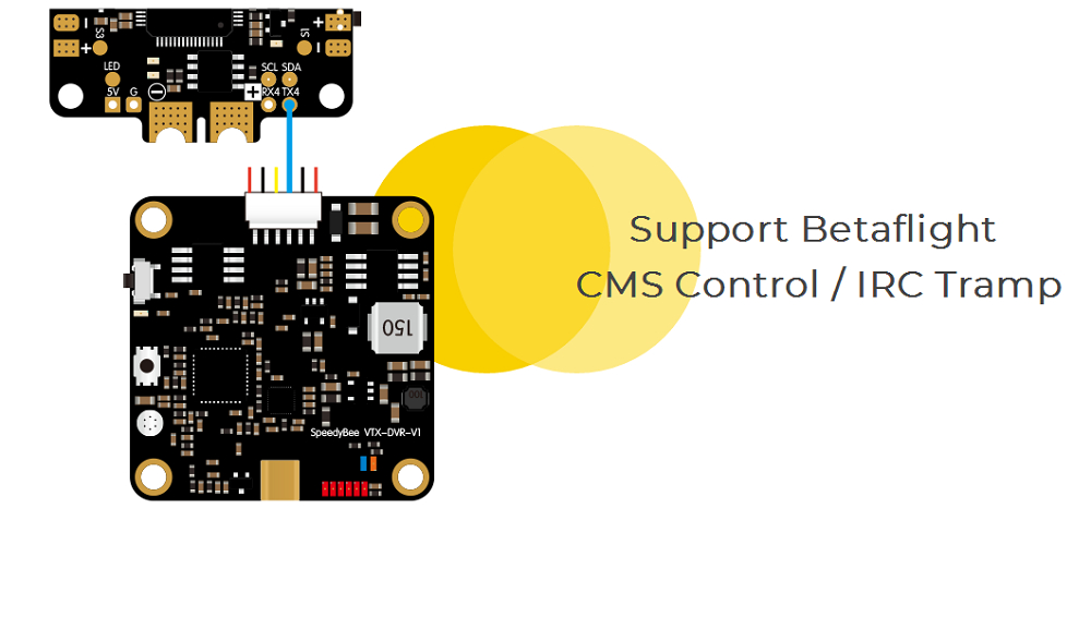 SpeedyBee VTX-DVR 5.8G 48CH 600mW Built-in DVR VTX Support Betaflight VTX/PIT Mode/CMS Control/IRC Tramp
