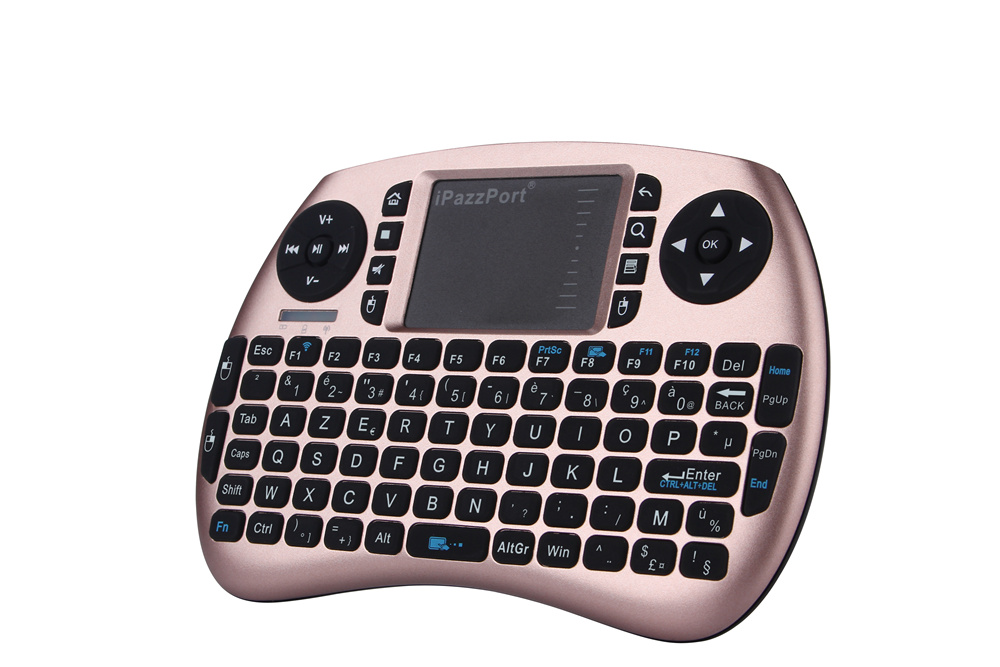 iPazzPort KP-810-21SD French Mini Wireless Keyboard with Touchpad Mouse-Rose Gold