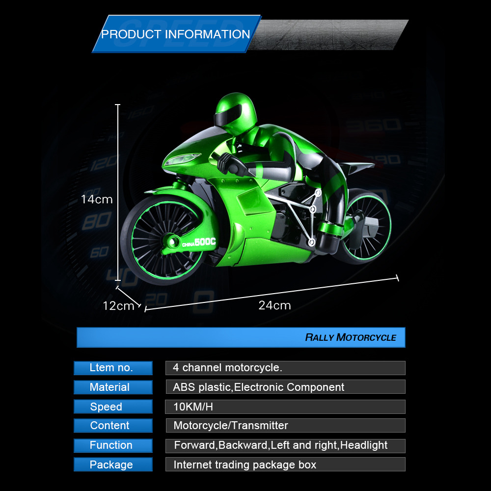 CSRC-22 2.4G 1:16 Drift RC Motorcycle with LED Light RTR - Blue