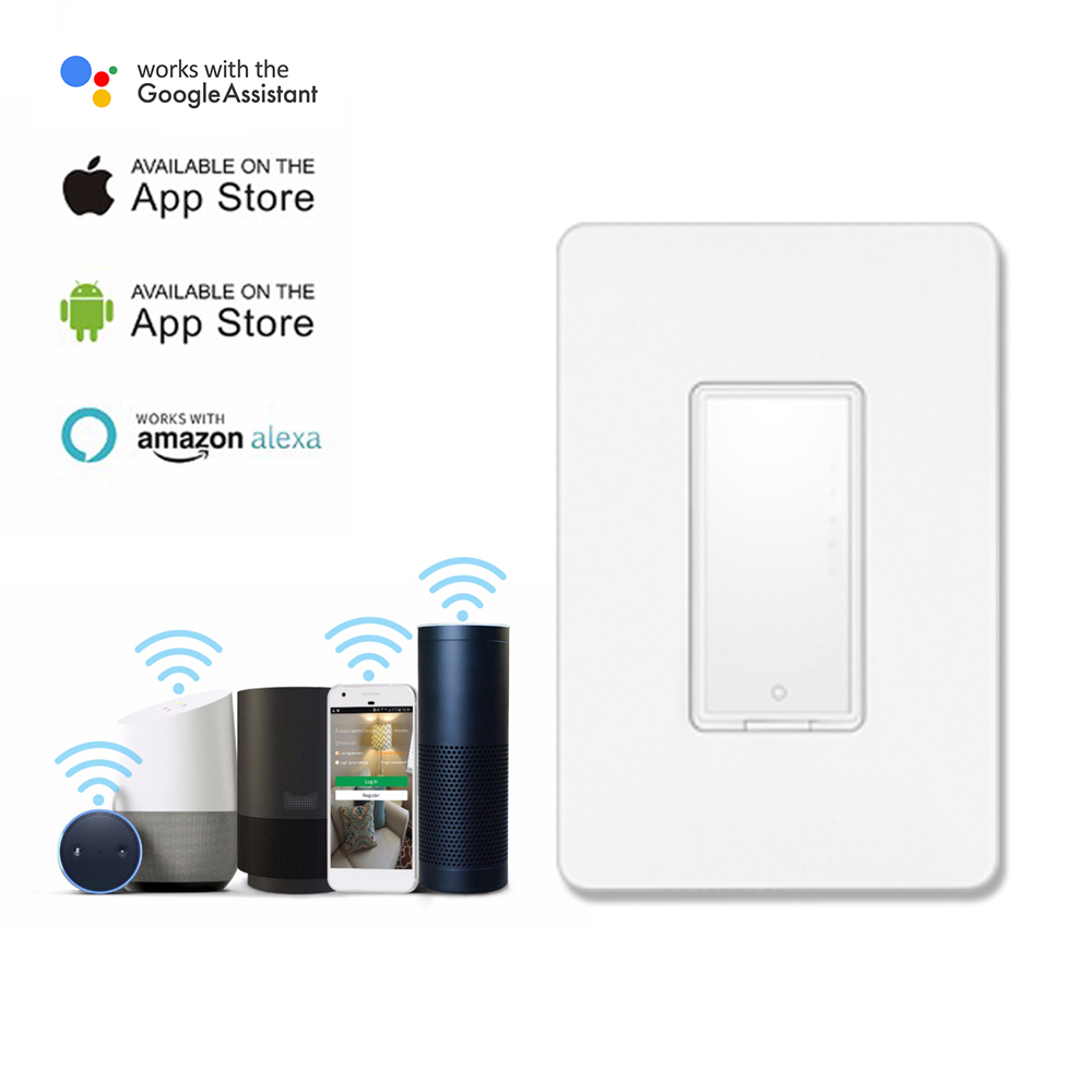 Geekbes MJ-S01 WiFi Smart Switch Remote Control and Scheduled on/off Works with Amazon Alexa and Google Assistant - White/US Plug