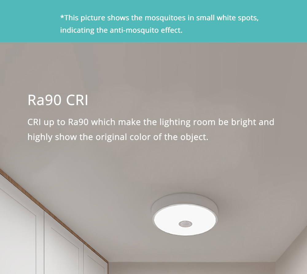 Xiaomi Mijia Yeelight LED Ceiling Light Mini 5700K Built-in Dual Sensors Control Ra90 CRI Anti-mosquito Design - White