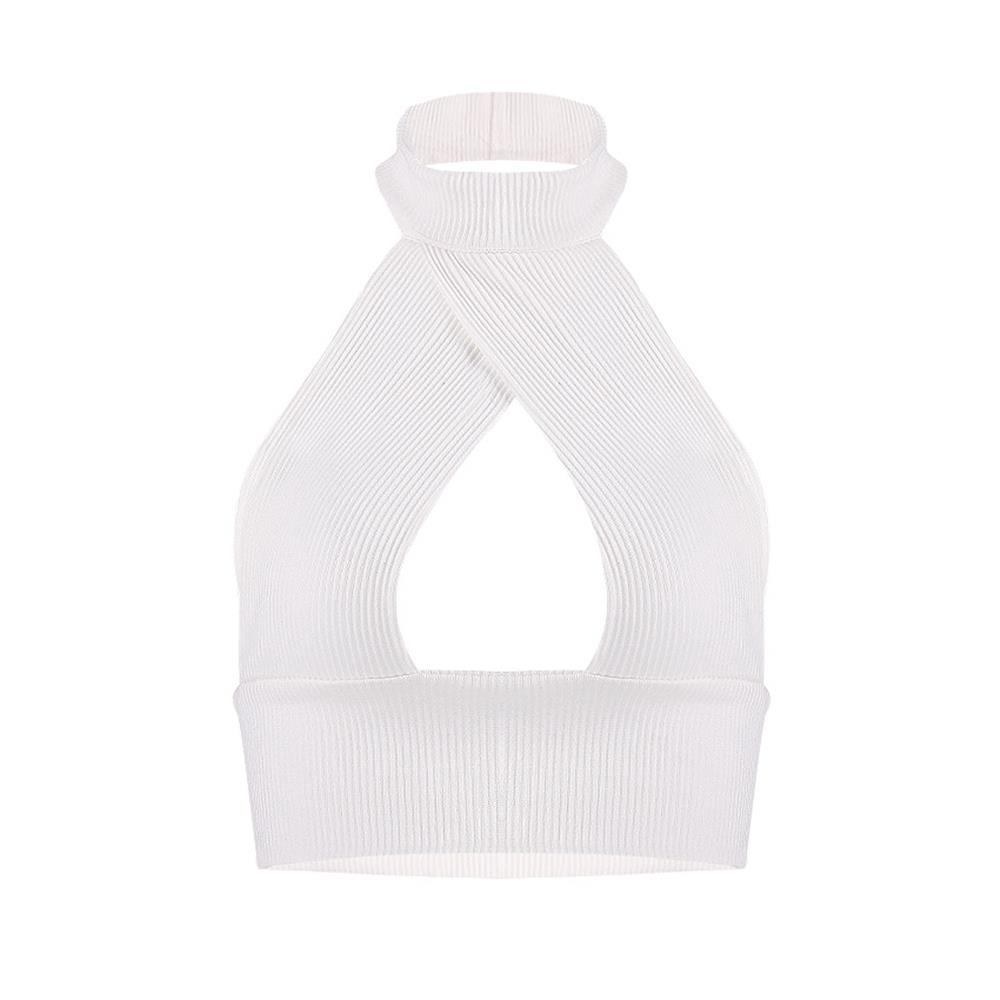 Women Sexy Cotton Fashion And Comfortable Slim Halter Neck Chest Wrap Vest Top Size M - White