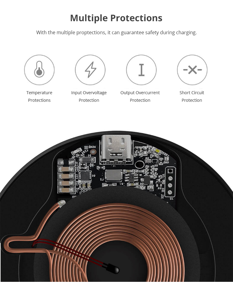 Xiaomi Mijia ZMI Wireless Charger Multi-protocol Fast Charge Smart Identification Aluminum Alloy Shell - Black